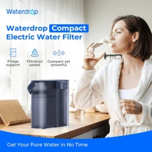 Waterdrop Compact Electric Water Filter Jug For Fridge, Countertop Water Filter System, Reduces Chlorine, Lead, Mercury, 757 Litres, 1X Built-In Original Filter + 2X Additional Filters (Replacement Filters: WD-EDF) - Navy Blue - View 4
