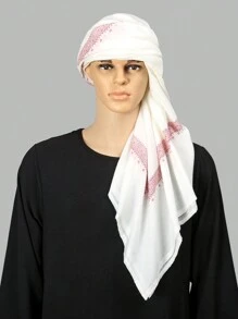1入組男士印花阿拉伯頭巾，沙漠圍巾，多功能時尚包裝，適合Keffiyeh、Ghutrah、Mashadah、Yashmagh和Sahara，日常使用的完美選擇 - 四邊印花方巾 - 查看 9