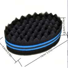 1 件蓝色扭发海绵大孔双面梳波浪刷非洲卷发卷护理工具健身海绵头发男士，理发，发饰，男士配饰，男士配饰，男士头部配饰 - 藍色 - 查看 2