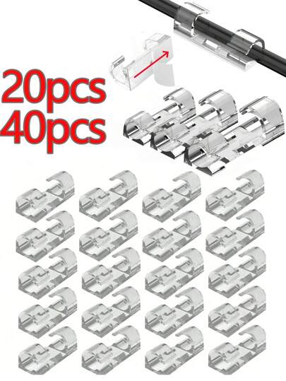 20 Stücke/40 Stücke selbstklebende Kabel Clips zur Wanddrahtführung ohne Bohren, hohe Viskosität Kabelorganizer und Fixierer
