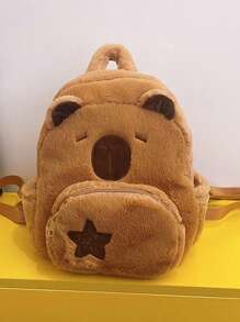 Cute Plush Otter Backpack, Versatile Cartoon School Bag For Girls - Brown - View 4