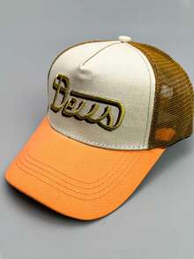 1pc Simple Casual Breathable Mesh Cap With Adjustable Strap, Letter Embroidery Design. Unisex Baseball Cap Suitable For Outdoor Activities, Streetwear & Daily Use, Multiple Colors Available - Multicolor - View 3
