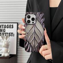 Funda de teléfono con gotas de agua transparentes con diseño de hojas 3D, funda de teléfono móvil con efecto de ondas de agua enchapada, compatible con iPhone 11 12 13 14 15 Pro Max - Multicolor - Ver 14