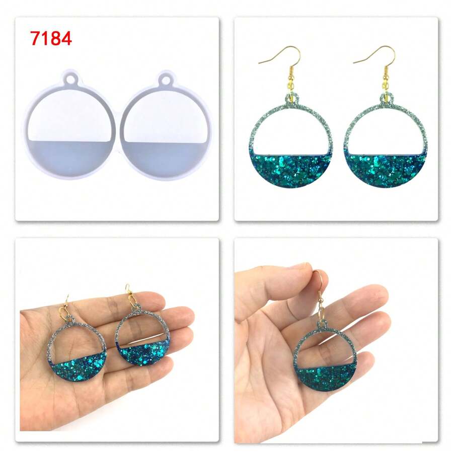 1 Bông Tai Vòng Tròn Khuôn Rỗng Khuôn Bông Tai Nhựa Nửa Vòng Tròn Trang Sức Khuôn Đúc Epoxy Cho Bông Tai Nữ DIY Thủ Công Làm Đồ Trang Sức Thủ Công Móc Khóa Hình Tròn Mặt Dây Chuyền Vòng Cổ Quà Tặng Ngày Lễ - trắng - Xem 1