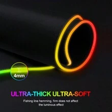 1入組炫酷 RGB 發光滑鼠墊，防滑電腦桌墊，適用於遊戲和電競，背光設計，尺寸90*40cm