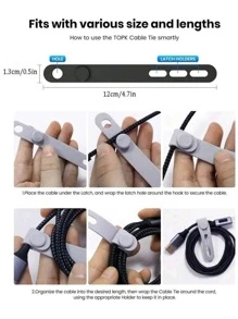 5pcs Silicone Cable Ties, Reusable, Suitable For Earphone Cables, Phone Charging Cables, Various Household Data Cables, Can Be Used For Cable Management In Home, Office, School And Other Places, Also Suitable For Travel Storage Bags, Makeup Bags, Travel Storage Bags, Large Capacity Cosmetic Storage Boxes, Can Store Lipsticks, Brushes, Skincare Products, Phones, Coins, Small Items And More, Suitable For Home, Gifts, Vacations And Holidays (Halloween, Christmas) And Other Occasions, Multi-Functional Use, Full Of Bohemian Style - Multicolor - View 8