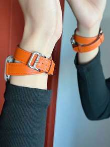 1 pieza Correa de reloj de cuero naranja de marca de moda para mujer, se envuelve alrededor de la muñeca dos veces, suave y elegante, reemplazo compatible con smartwatch de 38mm, 40mm, 41mm, 42mm, 44mm, 45mm, 49mm - color naranja - Ver 8