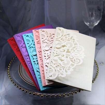 10pcs/Pack Wedding Party Invitations (With Envelopes And 2 Blank Inner Cards), Laser Cut Engagement Invite, Elegant Premium Business Greeting Cards For Holiday, Birthday,Christmas
