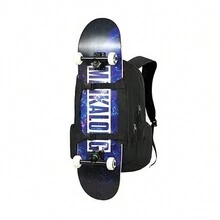 2024全新設計男女滑板後背包，休閒大容量背包肩袋，耐用防水牛津布料，可調節肩帶，街頭風格的滑板戶外運動學校假日包 - 彩色 - 查看 5