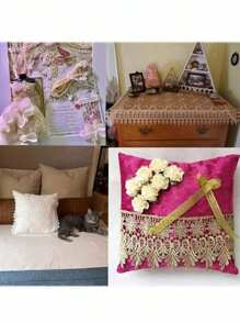 1pc 1/15Yard Length 8.5cm Wide Crochet Embroidery Lace Strap, Perfect For DIY Embroidery On Pillows, Bed Skirts, Skirts, Curtains, Women's Skirts, And Lingerie Lace - Multicolor - View 7