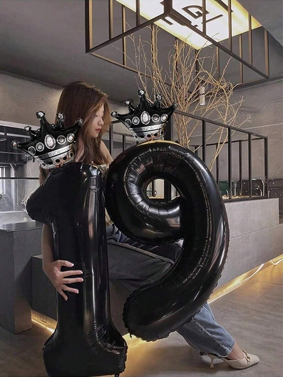 2 quả bóng bay vương miện kỹ thuật số màu đen 32 inch, bóng bay số bằng màng nhôm polyester, lý tưởng để trang trí sinh nhật, trang trí tiệc, tiệc kỷ niệm, trang trí phòng, trang trí ngoài trời & cảnh, trang trí tiệc sinh nhật, giáng sinh - màu đen - Xem 1