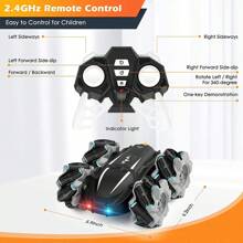 Stunt Control Remoto Coche Deriva 360 ° Giratorio Recargable - Negro - Ver 7