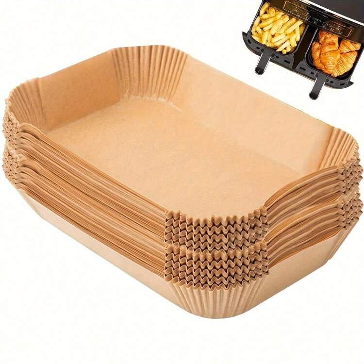 50/100/200 pezzi, Rivestimenti per friggitrice ad aria, Rivestimenti di carta monouso per accessori per friggitrice ad aria doppia, Rivestimenti rettangolari di carta pergamena 8,6 * 5,5 pollici, adatti per friggitrici ad aria da 2-5QT, Senza candeggina, Adatti per friggere, cuocere al forno, tostare, accessori per friggitrice ad aria - rettangolo - Visualizzare 2