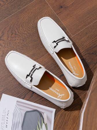 SELECTSHOES Men's Fashion Casual Shoes Metal Buckle Decor Loafer Slip On Soft Penny Black/Brown/White Driving Boat