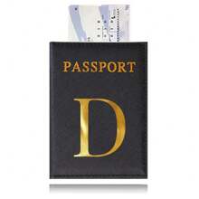 Hot Passport Cover PU Leather Card Case For Women  Initials A To Z Letter Pattern Passport Holder Lovers Men Air Plan Travel Passport Sleeve Business Passport Holder ID Cover Unisex Card Slim Passport RFID Card Case Cover Travel Accessories - Black - View 21