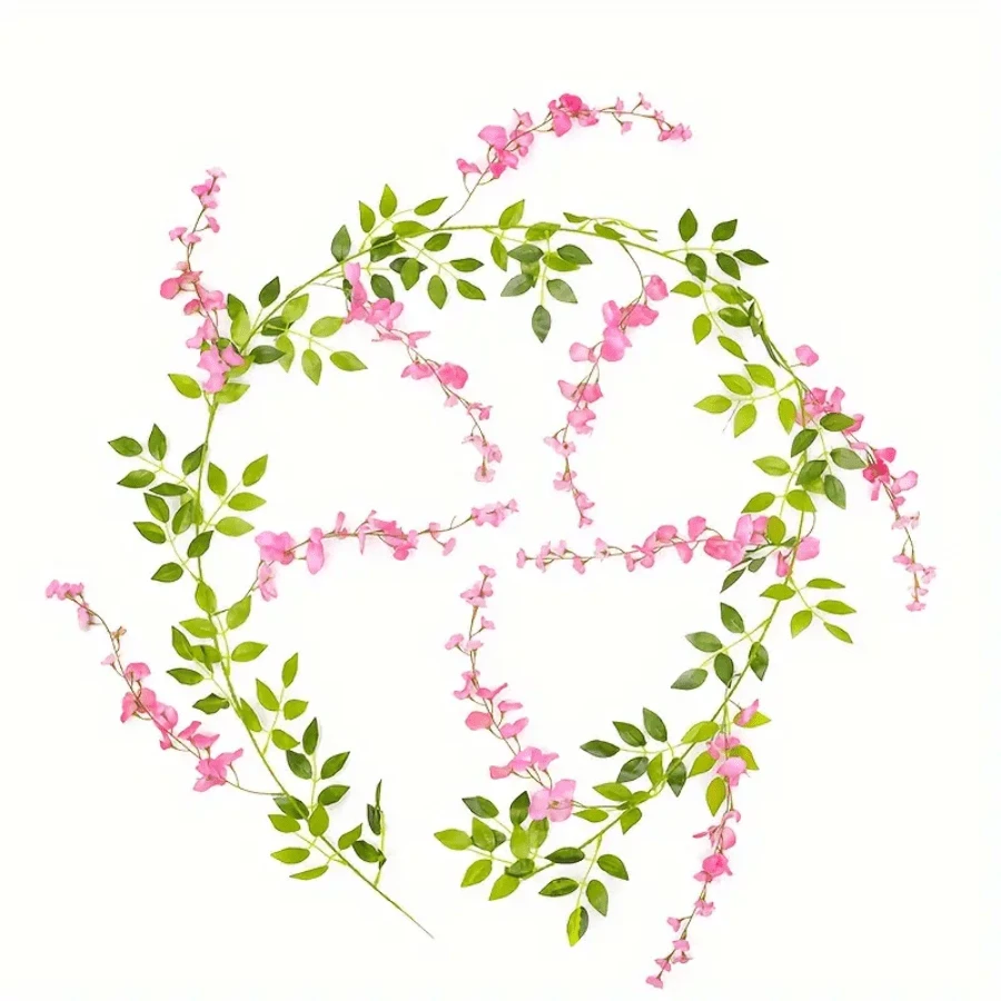 1pc Artificial Wisteria Flower Garland, Fake Wisteria Vine Rattan Hanging Flower For Home Garden