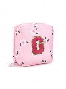1 Pc Portable Sanitary Napkin Storage Bag - Large Capacity Waterproof Cartoon Design - Suitable For Girls In Their Menstrual Period! Waterproof Cosmetic Travel Bag, Coin Wallet, Teen Girl Cash Bag, Pink Flower 26 Letter Towel Embroidery, Adorable Multi-Purpose Storage Bag, Portable And Large Capacity Makeup Bag Makeup Bags Makeup Organizer Make Up Organizer Makeup Storage Makeup Pouch Make Up Pouch Make Up Bag - Pink - View 30
