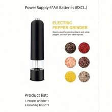 1入組電動胡椒研磨機，可調節香料研磨機，自動胡椒磨，可重复使用的廚房露營野餐胡椒碎機，廚房小工具 - 彩色 - 查看 9