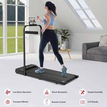 2 In 1 Folding Treadmill With Side Handrails Walking Running Machine For Home Cardio Exercise - Black - View 3