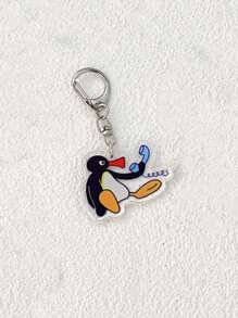 Llavero unisex de pingüino animado lindo, colgante acrílico de Pingu para parejas, amigos, mochilas y llaves
