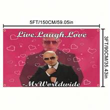 Live Laugh Love Mr. Worldwide Flag Music Tapestry Banner For Bar Beer House College Dorm Room Man Cave Tailgates And Parties,Christmas Mother's Day Graduation - Multicolor - View 4