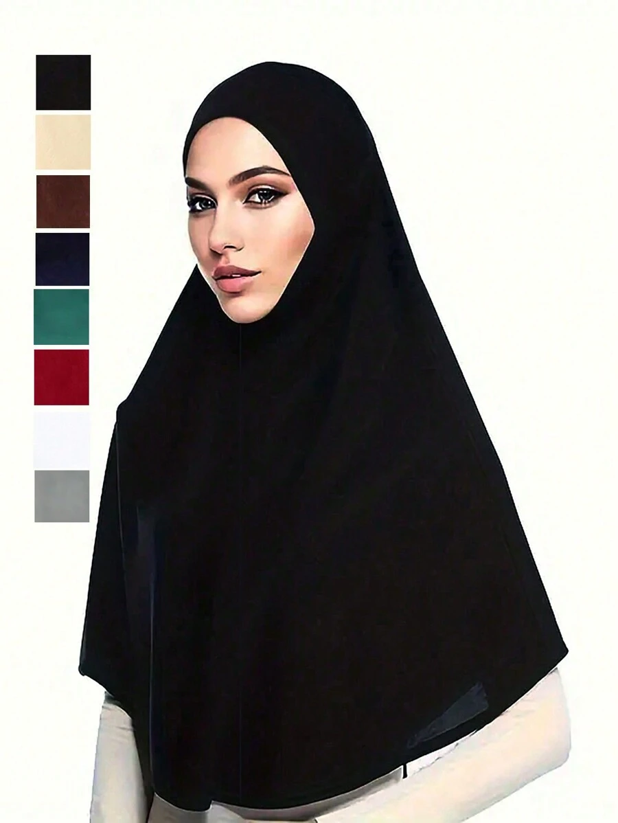 1pc Women Hijab Solid Color Face Slimming Head Scarf And Small Robe, Turban Headband, Sun Blocker And Decorative Undercap For Abaya Daily Under Cap Women Veil,Beach,Holiday - Multicolor - View 1