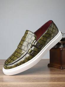 Męskie, oddychające, wsuwane mokasyny z wytłoczonym wzorem krokodyla, nowe, uniwersalne, antypoślizgowe, grube podeszwy, buty żeglarskie