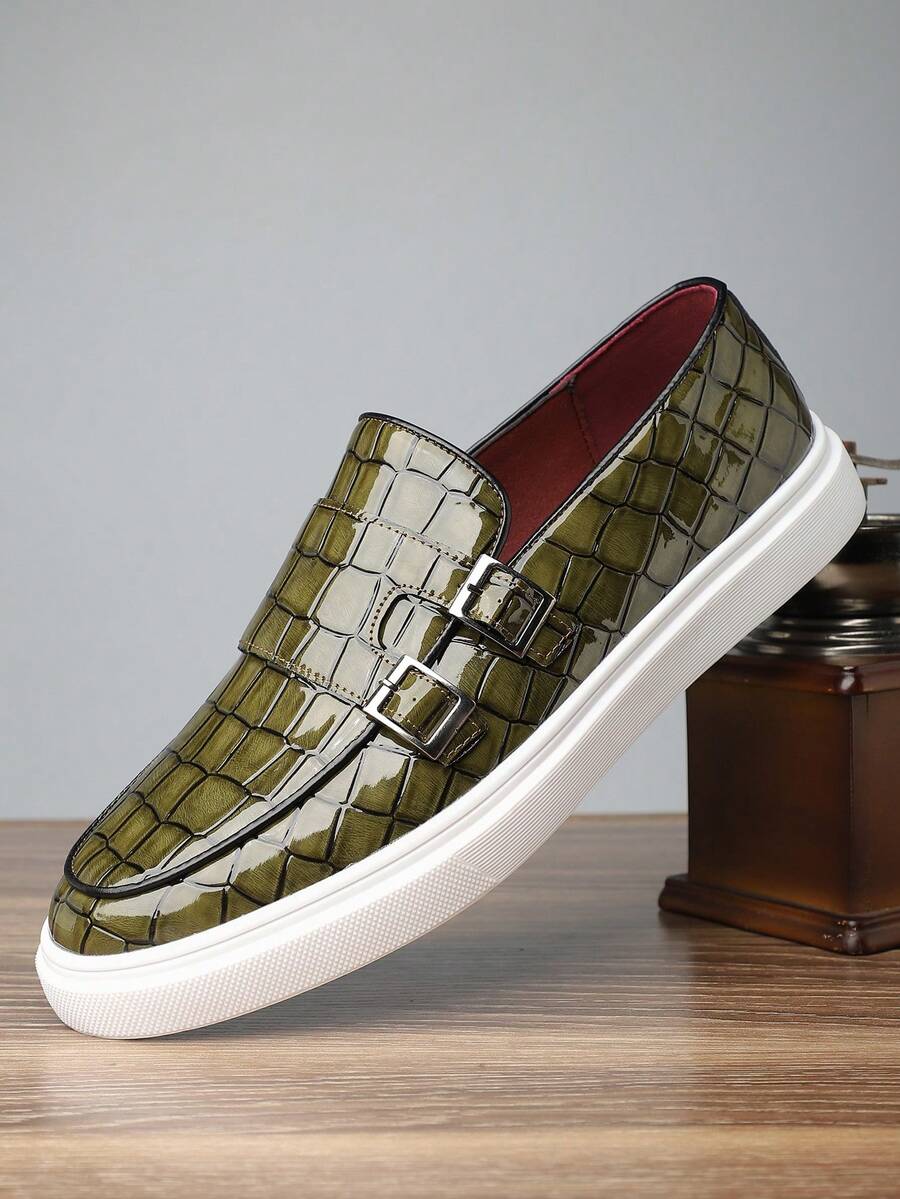 Męskie, oddychające, wsuwane mokasyny z wytłoczonym wzorem krokodyla, nowe, uniwersalne, antypoślizgowe, grube podeszwy, buty żeglarskie