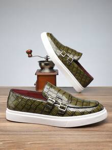 Męskie, oddychające, wsuwane mokasyny z wytłoczonym wzorem krokodyla, nowe, uniwersalne, antypoślizgowe, grube podeszwy, buty żeglarskie