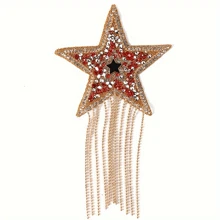 1 grote, nieuwe, veelkleurige, vijfhoekige stervormige kwast
met kristallen strass-steentjes voor hittereparatie, decoratief strijkijzer
voor kleding, schoenen en hoeden, en DIY-patroonaccessoires voor bagage