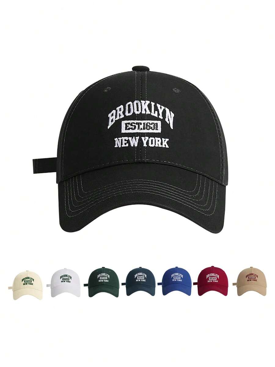 1pc Women's Fashionable Solid Color Versatile Brooklyn 1631 Embroidered Letter Baseball Cap, Suitable For Daily Wear - Multicolor - View 1