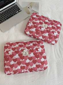 笔记本电脑包平板电脑包 11 英寸/14 英寸电脑包笔记本电脑包红色心形图案卡通可爱防水便携式电脑保护套小包文件袋笔记本电脑内胆包电脑携带 11 13 14 15.3 15.6 英寸便携式桌面保护袋适用于 Mac Book HP ASUS 适用于平板电脑手提包保护套 9-11 英寸适用于 iPad Air 4 5 Pro 11 Mini 5 6 iPad 保护套防震袋 - 紅色 - 查看 2