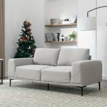 1pc Large Sofa, 74.8 Inch Linen Fabric Loveseat Couch Mid-Century Modern Upholstered Accent Couches For Living Room, Apartment, Bedroom