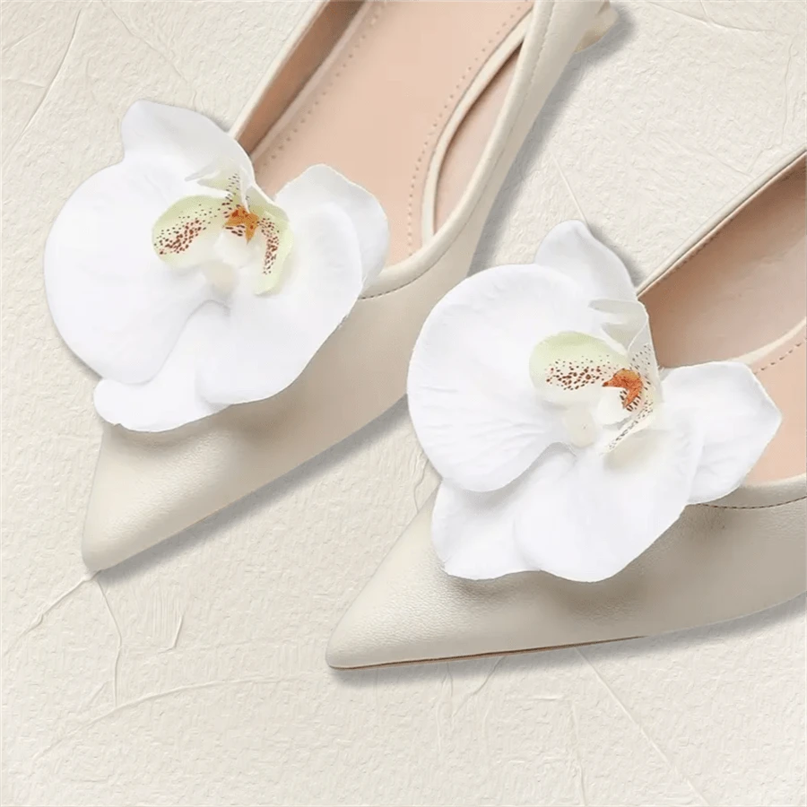 1 对（2 件）可拆卸 DIY 鞋配件，时尚优雅鸢尾花设计鞋夹，适用于高跟鞋、凉鞋、浅口鞋，颜色为白色、浅紫色、浅粉色、浅绿色