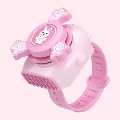 Colorido ventilador giroscópico, con mini luz , ventilador de reloj para estudiantes, recargable por USB, 2 velocidades de viento ajustables, adecuado para viajes en interiores y exteriores Pulsera para niños-ABS-Dinosaurio-Conejo-Panda
