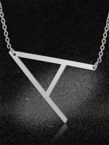 1pc Fashion Simple Elegant Lady Style Silver 26 Letters Large Letter Pendant Necklace