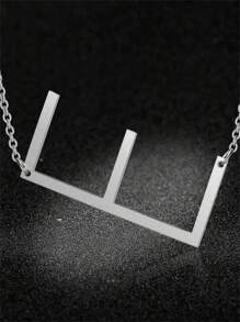 1pc Fashion Simple Elegant Lady Style Silver 26 Letters Large Letter Pendant Necklace