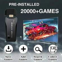 Wireless Retro Game Console - Retro Game Stick, Plug And Play, Built-In 20,000+ Classic Games, With 2.4G Wireless Controller (64G Large Capacity) - Black - View 1