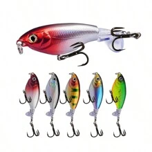 1pc Fake Bait Propeller Lure, 10g, Puffer Fish Shaped Topwater Tractor Rotating Hard Lure, Buoyant Pencil, Noisy Fishing Bait - Multicolor - View 2