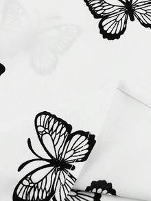 Camisa Manga Larga Estampado Mariposa Mujer Multicolor Suelta Solapa Camisa Temperamento Casual La talla es pequeña - Blanco - Ver 9