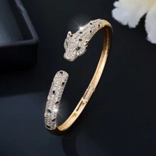 1 Máy Tính Sáng Tạo Phong Cách Hip-Hop Da Báo Dát Đá Cubic Zirconia Lắc Tay, Trang Sức Thời Trang Cao Cấp - vòng đeo tay - Xem 8
