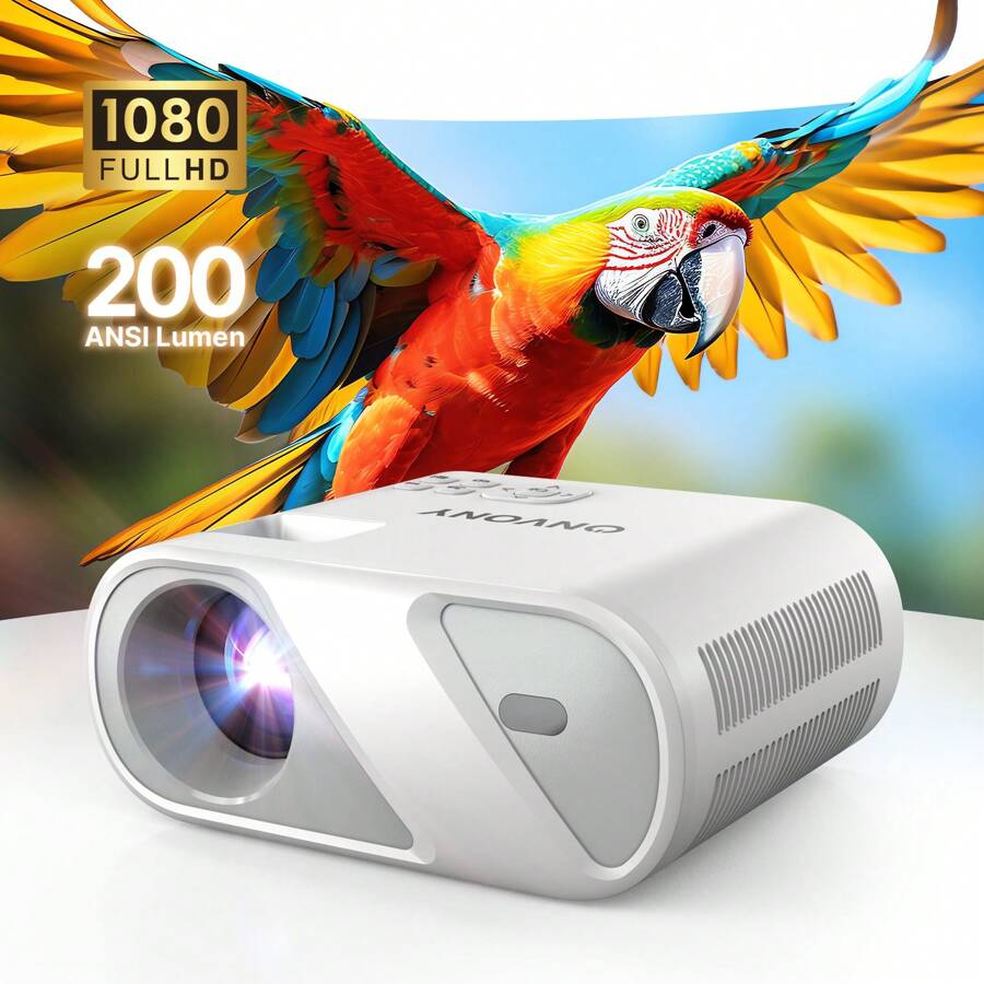 ONVONY A1 便携式原生 1080P WiFi 迷你投影仪 LED 无线投影仪电影投影仪带蓝牙全高清 1080P 家庭影院视频投影仪兼容 HDMI、电视棒、iPhone、Android