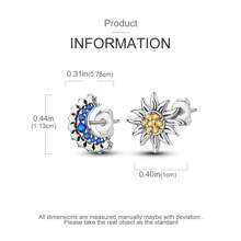 Orecchini asimmetrici con sole, luna e stelle, ipoallergenici, gioielli raffinati, regalo per matrimonio/compleanno - Argento - Visualizzare 3