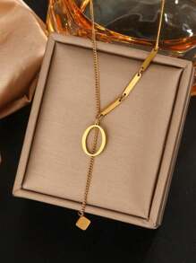 Collar dorado con colgante de borla minimalista de moda con letra de cubo de 26 piezas con estilo europeo y americano INS para mujer, hecho de acero inoxidable con baño de 18K, antidesvanecimiento, adecuado para uso diario y de festival en verano