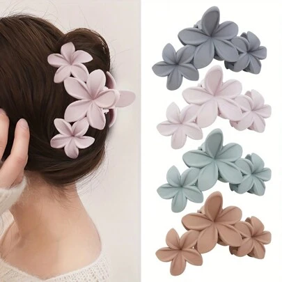 4件套渐变莫兰迪砂磨三花爪发夹，时尚仿真花朵造型发夹，适用于各种发型，是美发工具、美容配件、卷发饰品、发饰、秋季发饰、旅行必备、美发工具、女士配饰、发饰、秋季旅行发饰、发饰、女士配饰、发饰、女士发饰、美发工具、发饰、发饰、美容配件、礼物、旅行、女士礼物、发饰、圣诞袜填充物、女士圣诞袜填充物、礼物、圣诞袜填充物、成人圣诞袜填充物、成人圣诞袜填充物、发饰、女士配饰、成人礼发饰、发饰、女士礼物创意、美容圣诞袜填充物、女士礼物