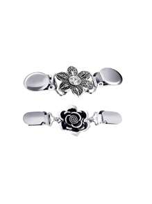 2 件装复古毛衣领夹复古翻领夹正式衬衫胸针夹，适合女士和女孩 - 彩色 - 查看 8