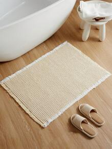 1Pc Woven Design Bathroom Floor Rug,Boho Bath Mat,Super Absorben Bath Mat,Bathroom Rugs Non Slip Mchine Washable, Quick Dry Shower Mats, Ultra Soft Bath Mat Towel - Beige - View 1