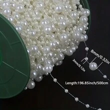 1 szt. (8+3mm) girlanda z koralików, sznurek perłowy w kształcie gwiazdy, długość 5 metrów na ślub, dodatki do włosów panny młodej, dekoracja na Boże Narodzenie, bukiet walentynkowy, odzież/dekoracja ogrodu, wielokolorowe perły - Wielokolorowe - Zobacz 14