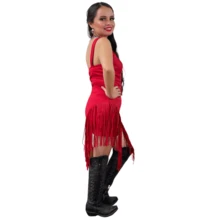 Vestido Vaquero mamácita fringed color rojo. - Rojo - Ver 2