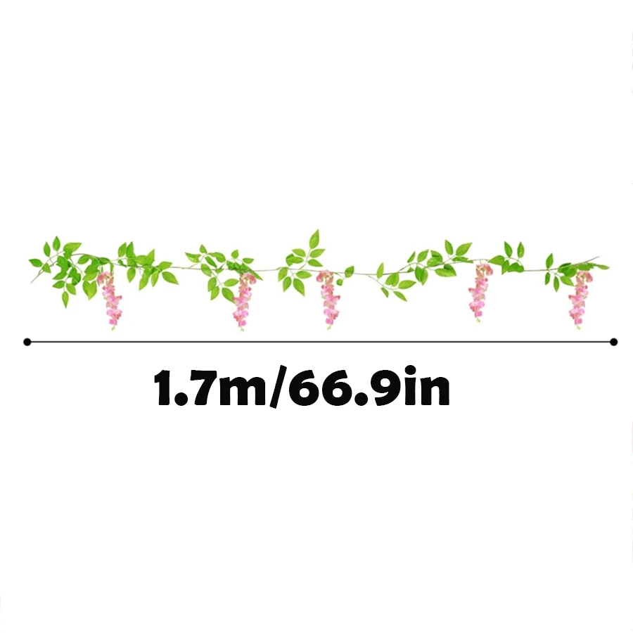 1pc Artificial Wisteria Flower Garland, Fake Wisteria Vine Rattan Hanging Flower For Home Garden